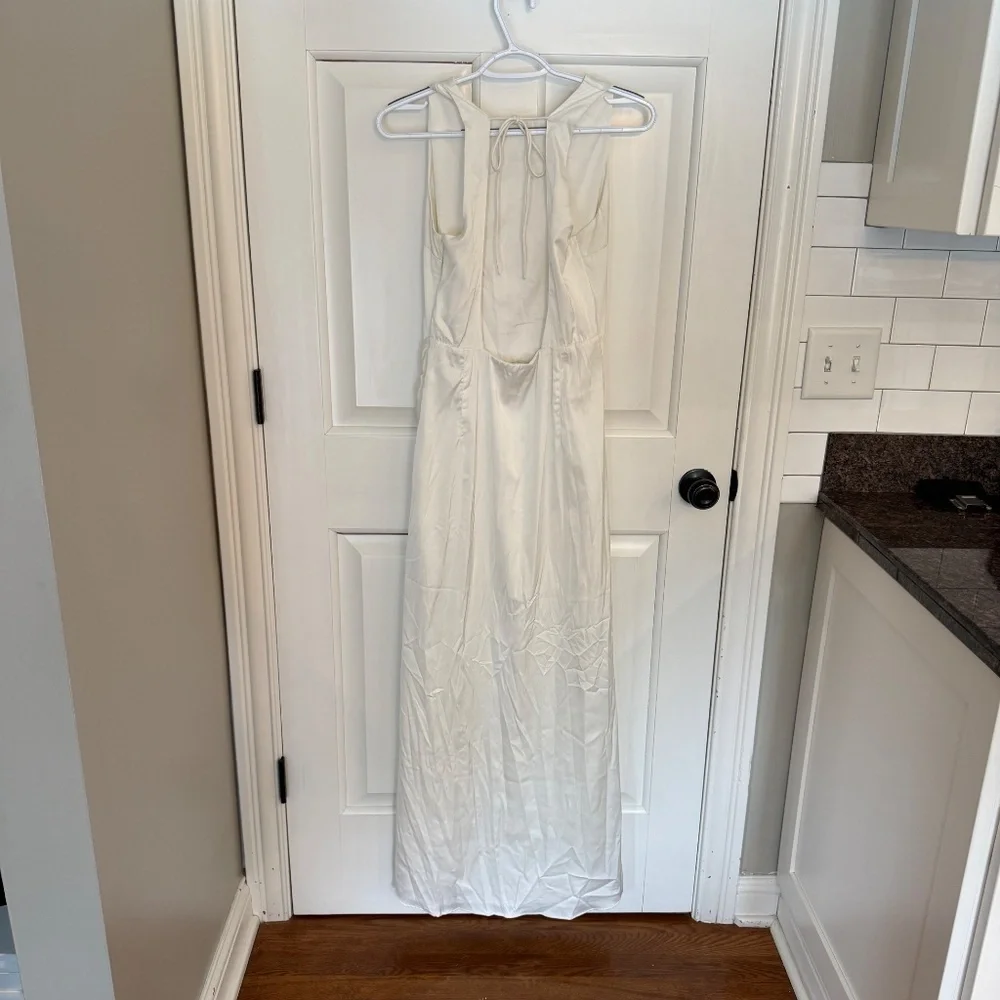 Abercrombie Satin Draped Skirt Maxi Dress White 45708